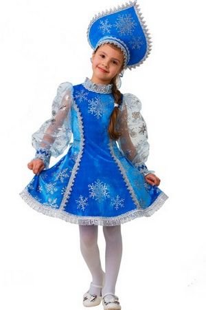 Карнавальный костюм Снегурочка Велюровая, синий, рост 110 см, Батик
