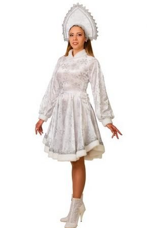 Карнавальный костюм Снегурочка Амалия, белый, размер 44, Батик