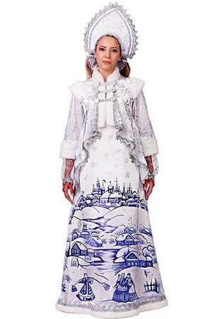 Карнавальный костюм Снегурочка Лазурная, белый, размер 44, Батик