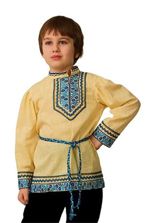 Национальная рубашка вышиванка, синяя, размер 116-60, Батик
