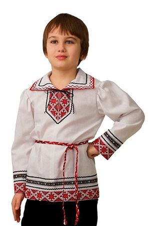 Национальная рубашка вышиванка, красная, размер 116-60, Батик