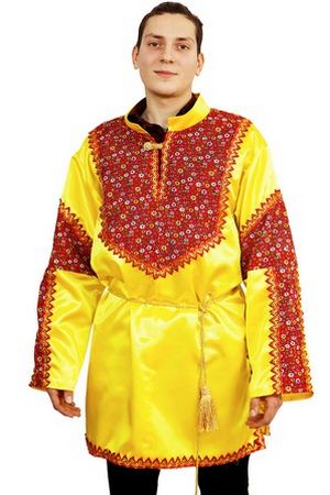 Карнавальная рубаха Русский Богатырь, цвет желтый, размер 54-56, Батик