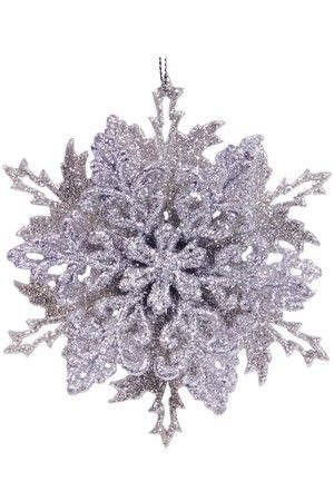 Снежинка МОРОЗНЫЙ ЦВЕТОК, серебряная, 12 см, Снегурочка
