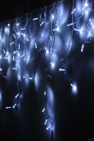 Светодиодная бахрома мерцающая, 112 холодных белых LED, влагозащитный колпачок, 3х0.5 м, коннектор, белый провод, уличные, Rich LED