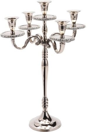 Канделябр АЛОНЗО, серебряный, на пять свечей, 41 см, Koopman International