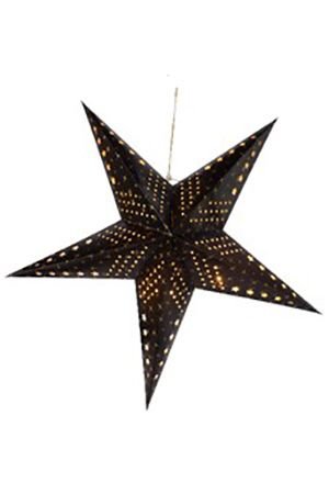 Подвесная светящаяся звезда из бумаги ЛОРЕЛАЙ, чёрная, 20 тёплых белых LED-огней, 60 см, таймер, батарейки, Kaemingk