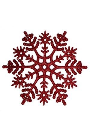 Набор снежинок КЛАССИКА, эконом, глиттер, красные, 12 см, (в упаковке 8 шт.), Морозко