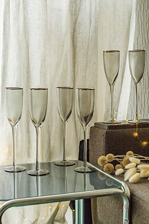 Набор бокалов для шампанского ЭЛЕГАНЦА, стекло, дымчатый, 220 мл, 6 шт., Koopman International