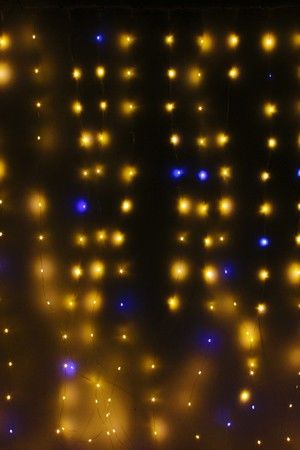 Световой занавес РОСА мерцающий, 100 ультра тёплых статичных и мигающих холодных белых микро LED-огней (20% флеш), 1х1+3 м, SNOWHOUSE