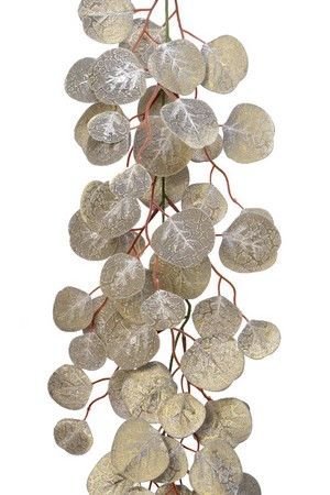 Гирлянда МОРОЗНАЯ ЛИСТВА (круглые листья), шампань, 150 см, Kaemingk