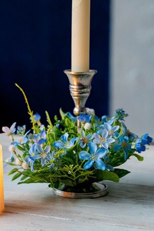 Мини-венок для свечи и декорирования ДУША ЛЕТНЕГО ЛУГА (малый), голубой, 16 см, Swerox
