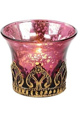 Подсвечник под чайную свечу КАРМЕЛИО, стеклянный, фиолетовый, 7 см, Goodwill