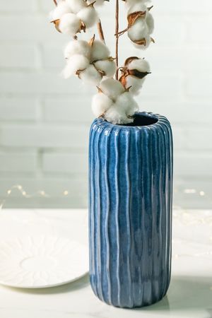Керамическая ваза ВЕЧЕРНЯЯ АКВАРЕЛЬ, цилиндрическая, тёмно-голубая, 24 см, Boltze