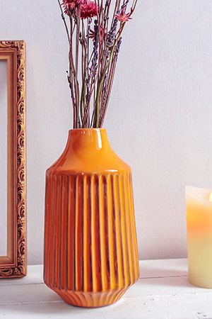 Керамическая ваза ОЛИВИЯ, оранжевая, 20 см, Boltze