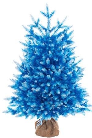 Настольная синяя елка в мешочке Сапфир 80 см с белыми кончиками, ЛИТАЯ 100%, ЦАРЬ ЕЛКА