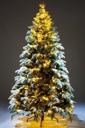 Искусственная елка с гирляндой Власта заснеженная 180 см, 500 разноцветных/теплых белых LED ламп, контроллер, ЛИТАЯ + ПВХ, CRYSTAL TREES