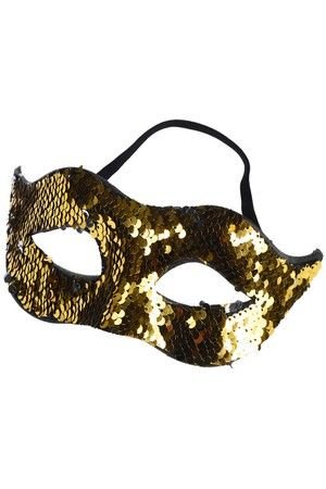 Карнавальная маска БРИЙАН с двусторонними пайетками, золотая/серебряная, Koopman International