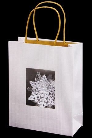 Подарочный пакет СУМОЧКА С ОКОШКОМ, белая, 23х18 см, Due Esse Christmas
