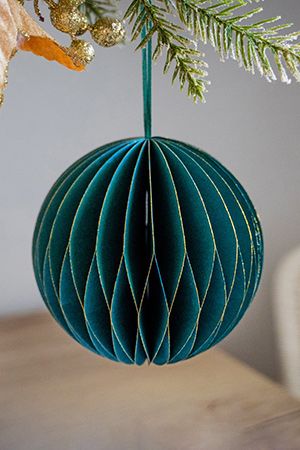 Подвесной бумажный шар, зелёный, 15 см, Due Esse Christmas