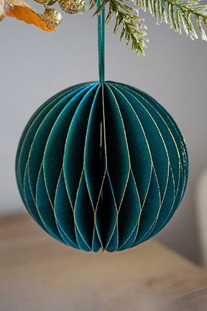 Подвесной бумажный шар, зелёный, 20 см, Due Esse Christmas