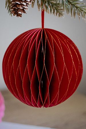 Подвесной бумажный шар, красный, 30 см, Due Esse Christmas