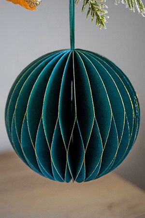 Подвесной бумажный шар, зелёный, 30 см, Due Esse Christmas