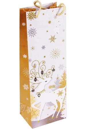 Подарочный пакет для бутылки ЭЛЕГАНТНОЕ РОЖДЕСТВО (с оленем), 12х36 см, Due Esse Christmas