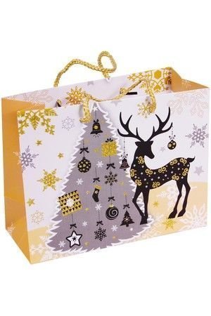 Подарочный пакет ЭЛЕГАНТНОЕ РОЖДЕСТВО (ёлка с оленем), 23х18 см, Due Esse Christmas