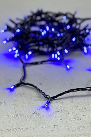 Электрогирлянда НИТЬ КЛАССИКА, 100 синих LED ламп, 10 м, коннектор, 24V на черном PVC проводе, уличная, BEAUTY LED