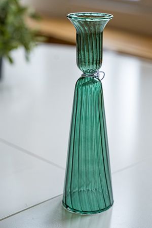 Подсвечник РЕДЖИНИЯ, стекло, прозрачный зелёный, 22 см, EDG