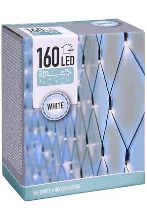 Гирлянда Сетка Koopman 2*1 м, 160 холодных белых LED ламп, зеленый ПВХ, IP44, Koopman International