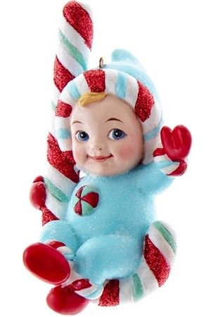 Ёлочная игрушка ЛЕДЕНЦОВЫЙ МАЛЫШОК в голубом костюмчике, полистоун, 8 см, Kurts Adler