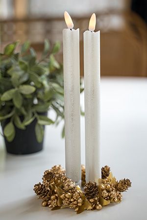 Набор рустикальных восковых свечей MAGIC FLAME, белые, "натуральный фитилек", тёплые белые мерцающие LED-огни, 25х2 см (2 шт.), Peha Magic