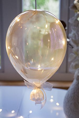 Декоративный светильник РАДУЖНЫЙ ВОЗДУШНЫЙ ШАРИК, стекло, тёплые белые микро LED-огни, 13х20 см, батарейки, Peha Magic