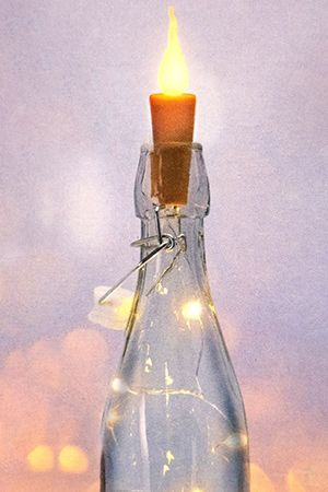 Гирлянда-пробка для бутылки РОСА с LED-свечой на пробке, 9 тёплых белых микро LED-огней, батарейки, Koopman International