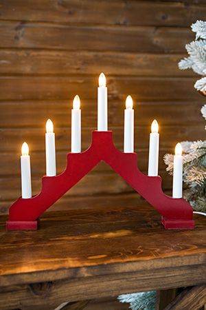 Светильник-горка рождественская ADA (бордовый) на 7 свечей, 37х30 см, STAR trading