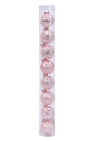 Набор стеклянных шаров МИНИАТЮРНЫЕ (узор - шишка), нежно-розовый, 3.5 см, упаковка 8 шт., Kaemingk (Decoris)