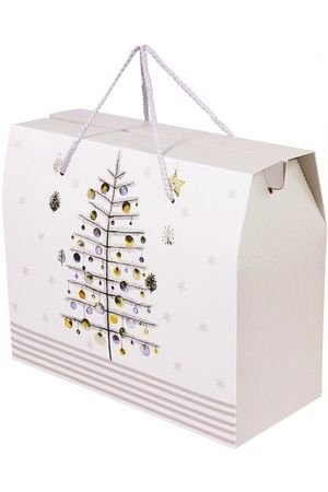 Пакет для подарков CHRISTMAS CHARM (с ёлкой), бело-серебряная гамма, 27х23 см, Due Esse Christmas