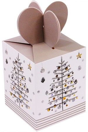 Подарочная коробка CHRISTMAS CHARM (с ёлкой), бело-серебряная гамма, 10х10х12.5 см, Due Esse Christmas