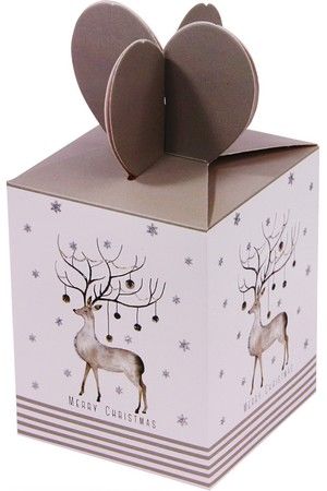 Подарочная коробка CHRISTMAS CHARM (с оленем), бело-серебряная гамма, 10х10х12.5 см, Due Esse Christmas