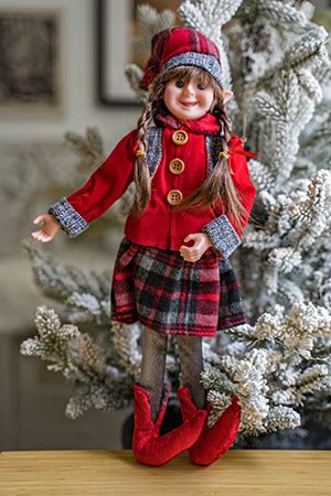 Новогодняя кукла ЭЛЬФ КЛЕТЧАТОГО НАСТРОЕНИЯ (Девочка), 43 см, Due Esse Christmas