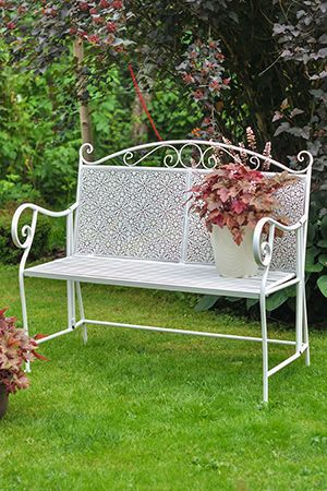 Кованая садовая скамейка ЛИЛЛИ, белая, 105х55х95 см, Boltze