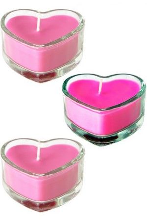 Декоративные свечи SWEET ROMANTIC в стеклянных подсвечниках, розовые, 4 см (набор - 3 шт.), Boltze