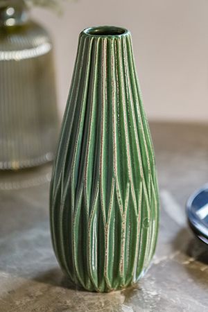 Керамическая ваза ЛЕНДЖИ, зелёная, 24 см, Boltze