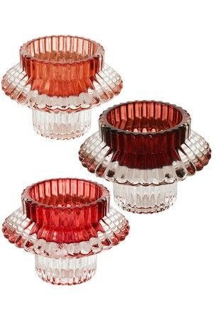 Стеклянный подсвечник трансформер ФАЙЛИС под чайную или столовую свечу, 6 см, разные оттенки розового цвета, Boltze