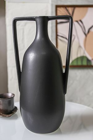 Керамическая ваза амфора МЕЛАКСИЯ, чёрная, 35 см, Boltze