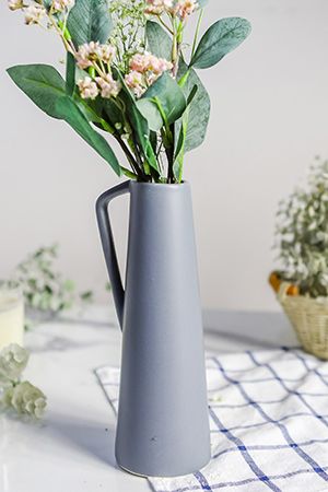 Керамическая ваза кувшин УРСУЛА, конусная, серая, 21 см, Boltze