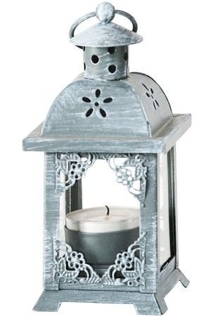 Подсвечник-фонарик под чайную свечу ПАУЛИ - Ажурный ОРНАМЕНТ, металлический, серый, 14х7 см, Boltze
