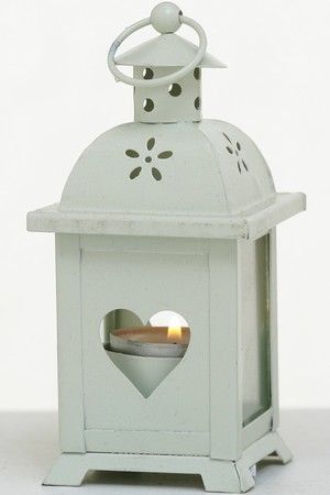 Подсвечник-фонарик под чайную свечу ПАУЛИ - ТЁПЛОЕ СЕРДЕЧКО, металлический, белый, 14х7 см, Boltze