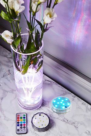Светодиодный мини-светильник ПОДВОДНАЯ СВЕЧА - FAIRY LIGHTS, водонепроницаемая подсветка для вазы, 10 RGB LED-огней, 7х2.5 см, ПДУ, STAR trading